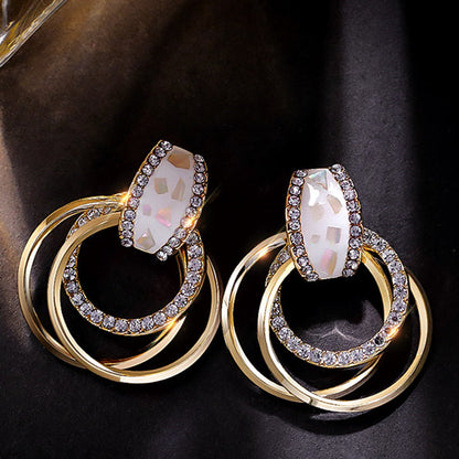 Opal and Zircon Hoop Earrings